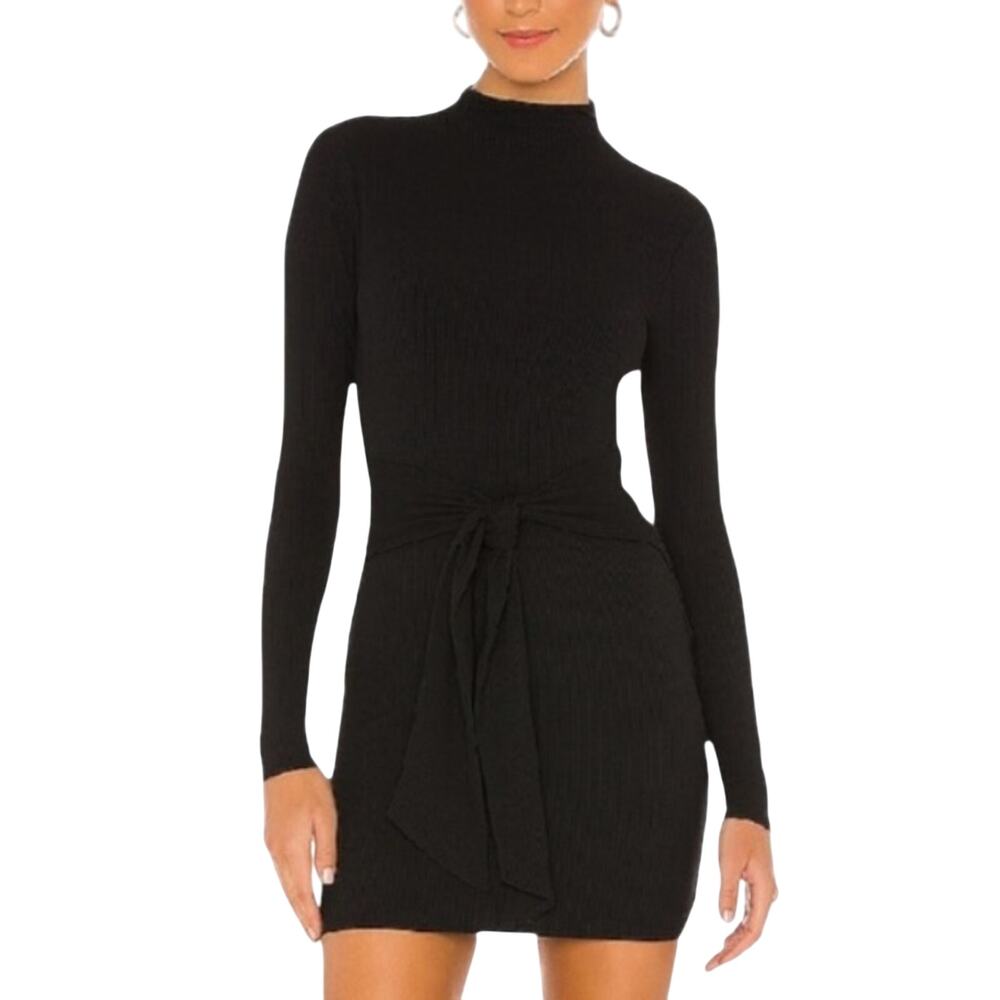 Lovers + Friends womens xl black mini dress tie waist long sleeve casual gisele